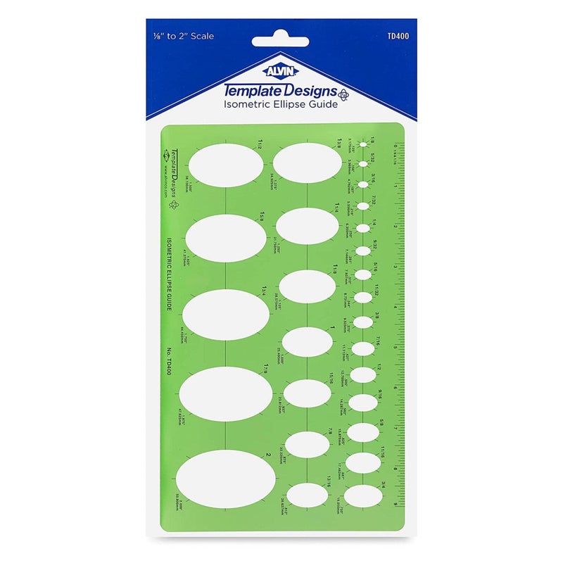 ALVIN TD400, Isometric Ellipse Guide Template, Plastic Drawing and Drafting Tool, Great for Students and Professionals Alike - 6.125" x 10" x .030" - Image 1